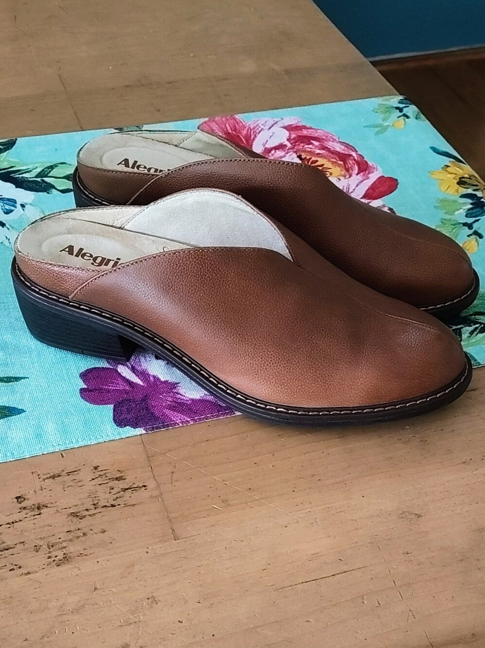 Alegria Leather Slip-On Mule in Brown